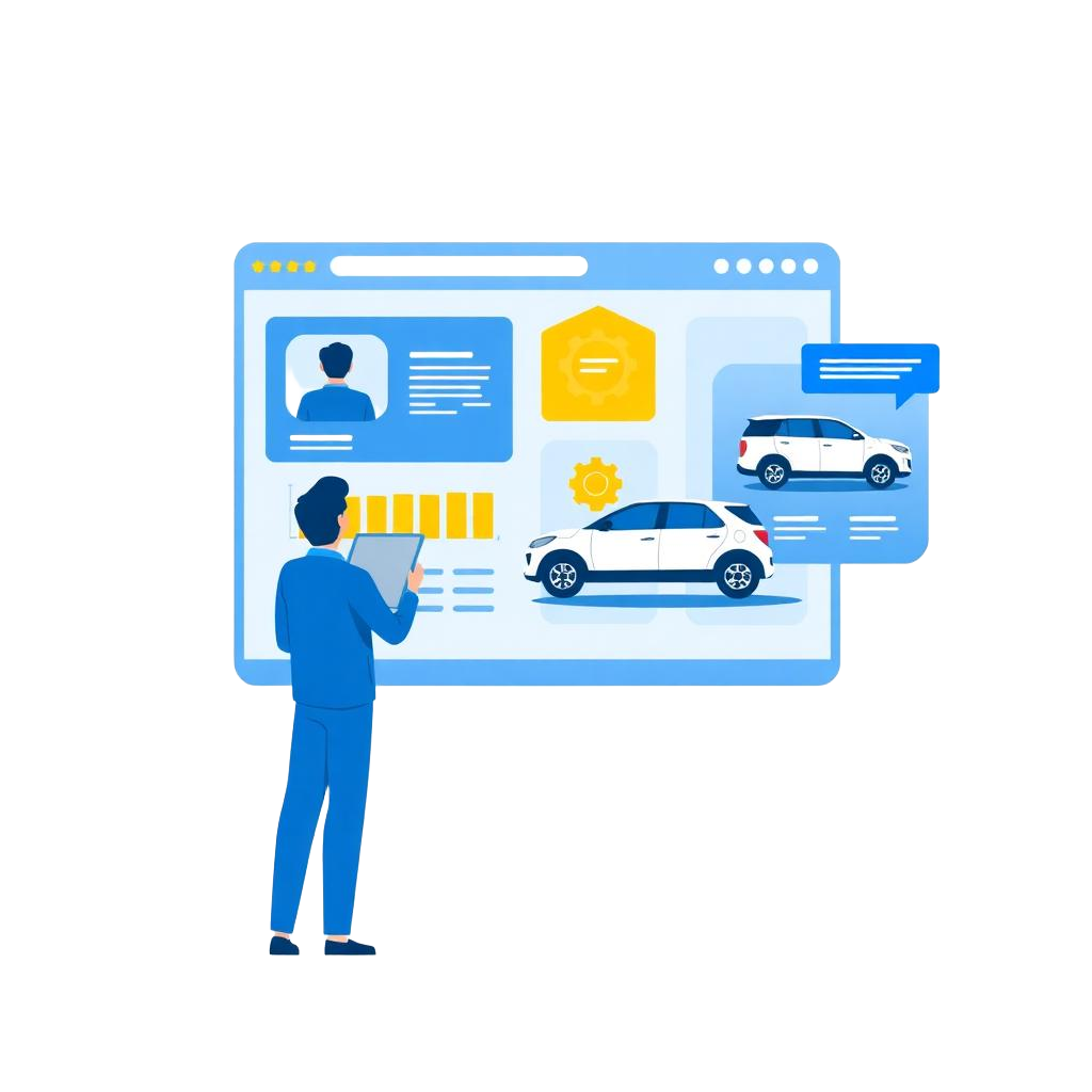 Klientas peržiūri automobilio vertinimo ataskaitą